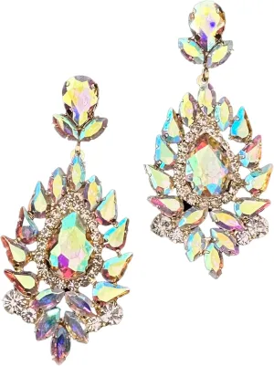 Elegant Crystal Rhinestone Drop Earrings for Brides and Bridesmaids - Blue Dangle Chandelier Earrings Silver Plated Brass with Push Back - Perfect for Weddings, Proms, and Special Occasions - 1" Length, 0.18" Width, Sparkling Jewelry