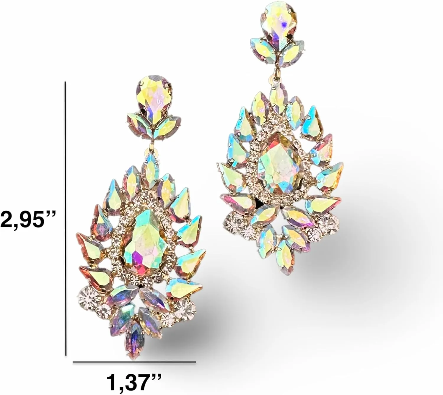 Elegant Crystal Rhinestone Drop Earrings for Brides and Bridesmaids - Blue Dangle Chandelier Earrings Silver Plated Brass with Push Back - Perfect for Weddings, Proms, and Special Occasions - 1" Length, 0.18" Width, Sparkling Jewelry