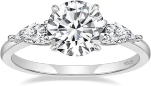 Engagement and Promise Ring  2CT, 925 Sterling Silver Rings for Women Non Tarnish, 14K White Gold Plated, Fashion Simple Rings Jewelry Jewelry for Women Gift