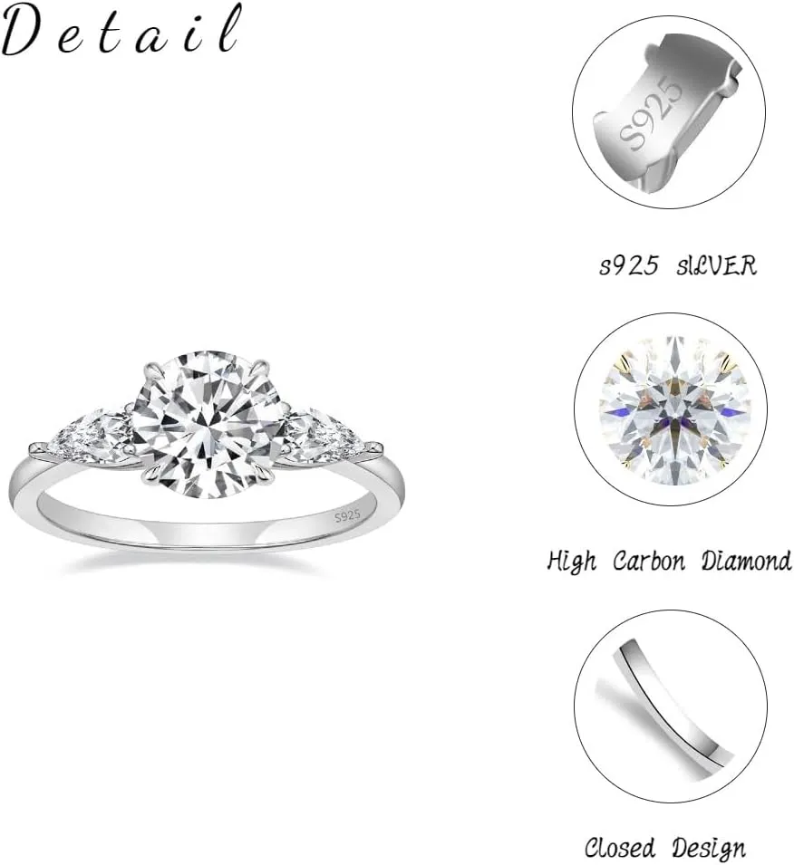 Engagement and Promise Ring  2CT, 925 Sterling Silver Rings for Women Non Tarnish, 14K White Gold Plated, Fashion Simple Rings Jewelry Jewelry for Women Gift
