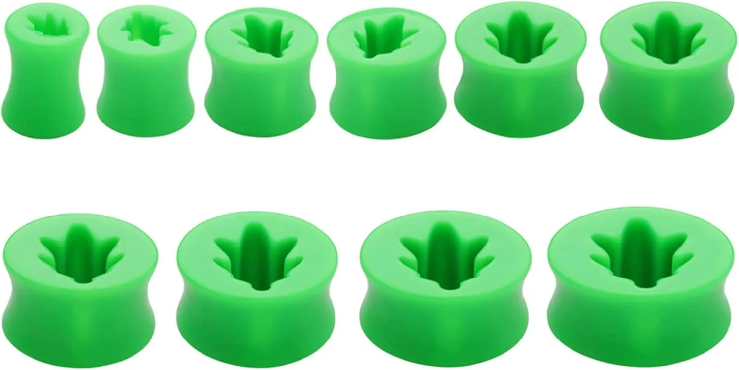 Epinki Body Jewelry Piercing for Women, 2PCS Acrylic Men Ear Gauges Green Tree Ear Tunnels