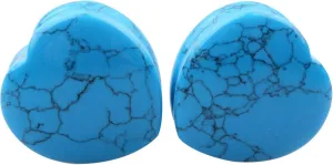 Epinki Body Jewelry Piercing Gauges for Ears, 2PCS Stone Men Women Ear Gauges Heart Ear Tunnels