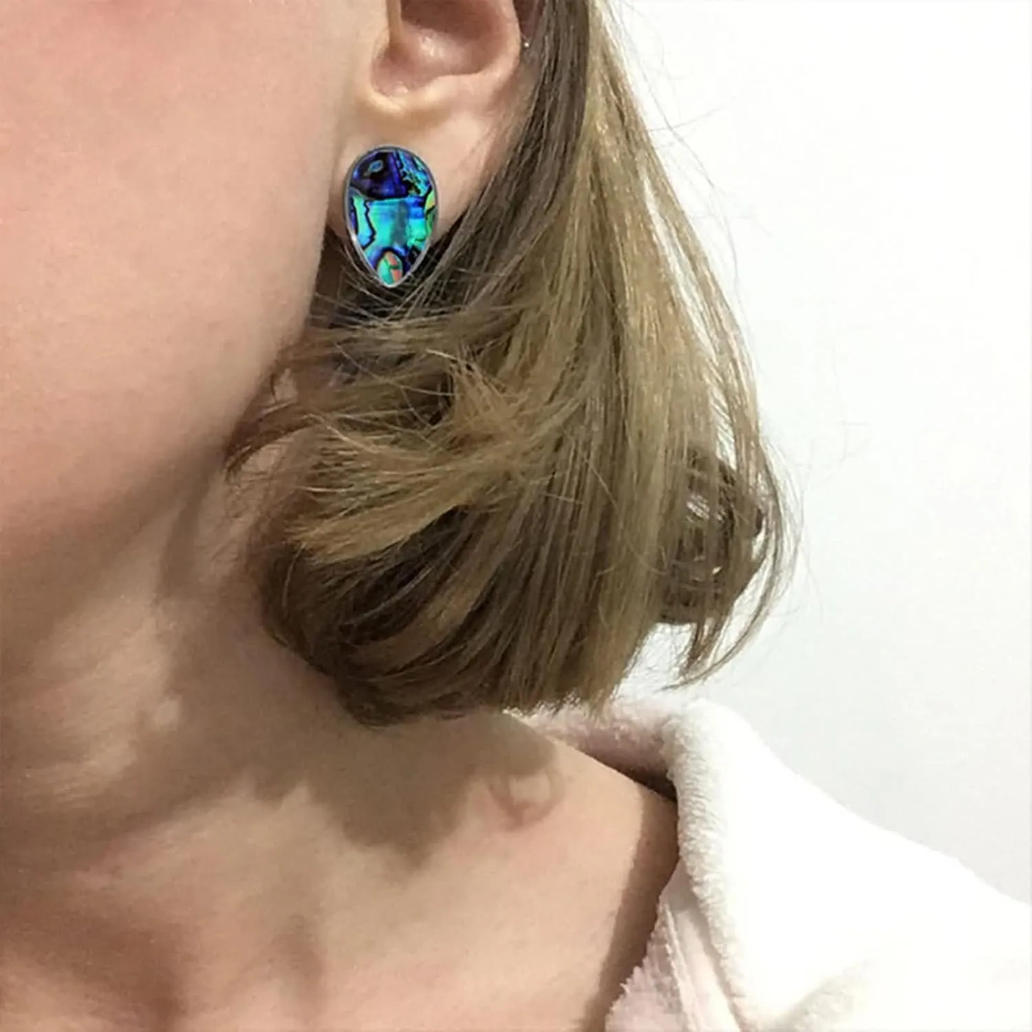 Epinki Body Piercing Jewelry for Ears, 2PCS Stainless Steel Women Men Ear Gauges Silver Teardrop Ear Tunnels