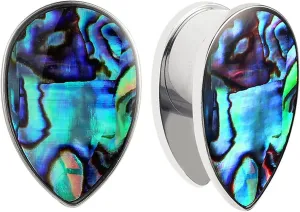 Epinki Body Piercing Jewelry for Ears, 2PCS Stainless Steel Women Men Ear Gauges Silver Teardrop Ear Tunnels