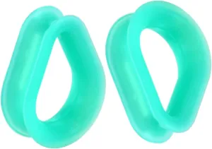 Epinki Ear Tunnels for Women, 2PCS Silicone Men Ear Gauges Green Teardrop Piercing Jewelry