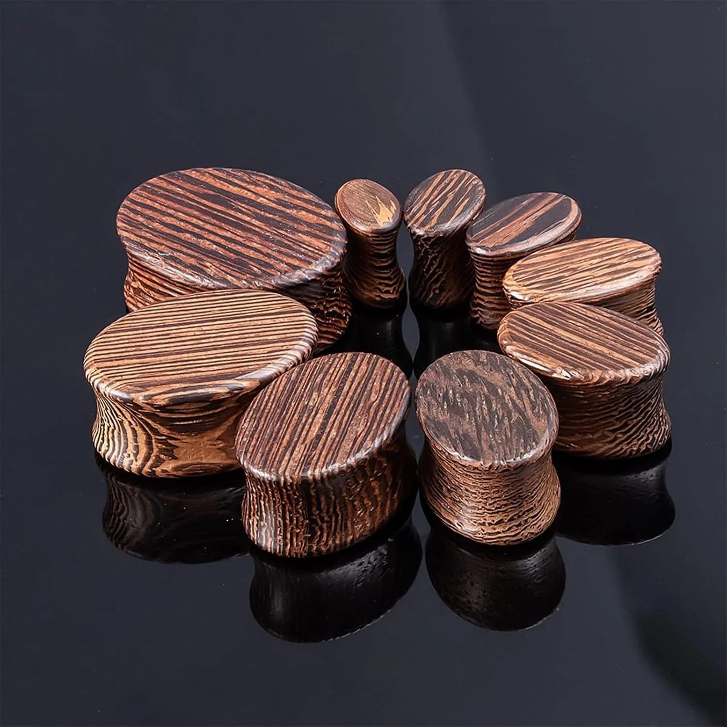 Epinki Ear Tunnels Plugs, 1 Pair Wood Men Women Ear Gauges Wood Oval Piercing Jewelry