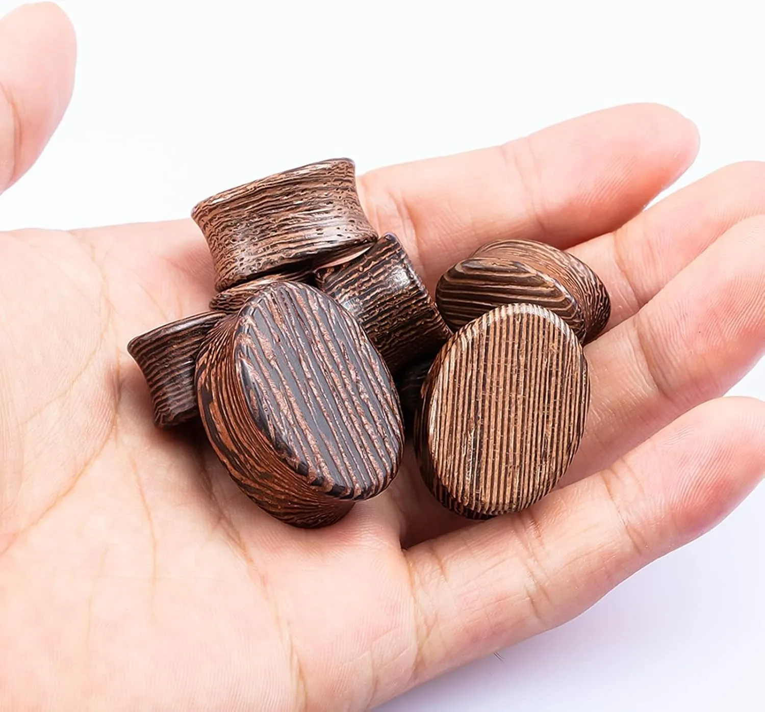 Epinki Ear Tunnels Plugs, 1 Pair Wood Men Women Ear Gauges Wood Oval Piercing Jewelry