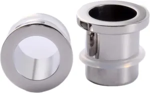 Epinki Stainless Steel Tunnels for Ears, 2PCS Men Women Ear Gauges Silver Hollow Round Cylinder with String
