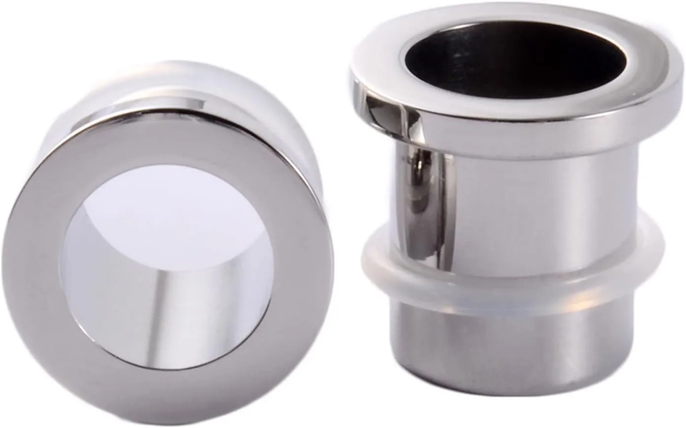 Epinki Stainless Steel Tunnels for Ears, 2PCS Men Women Ear Gauges Silver Hollow Round Cylinder with String