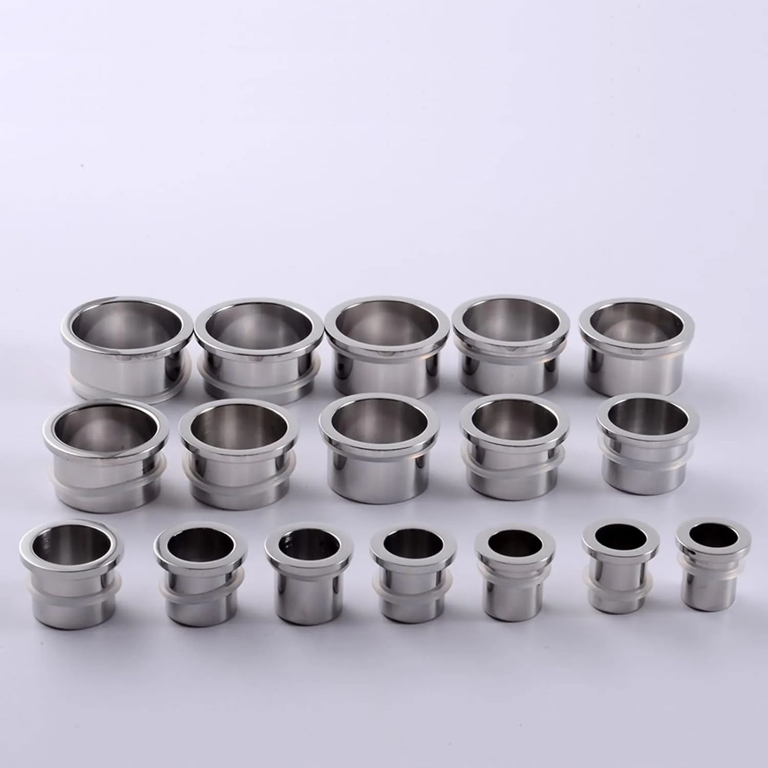 Epinki Stainless Steel Tunnels for Ears, 2PCS Men Women Ear Gauges Silver Hollow Round Cylinder with String