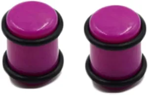 Epinki Tunnel Gauges for Women, 2PCS Acrylic Men Ear Gauges Purple Solid Cylinder with String