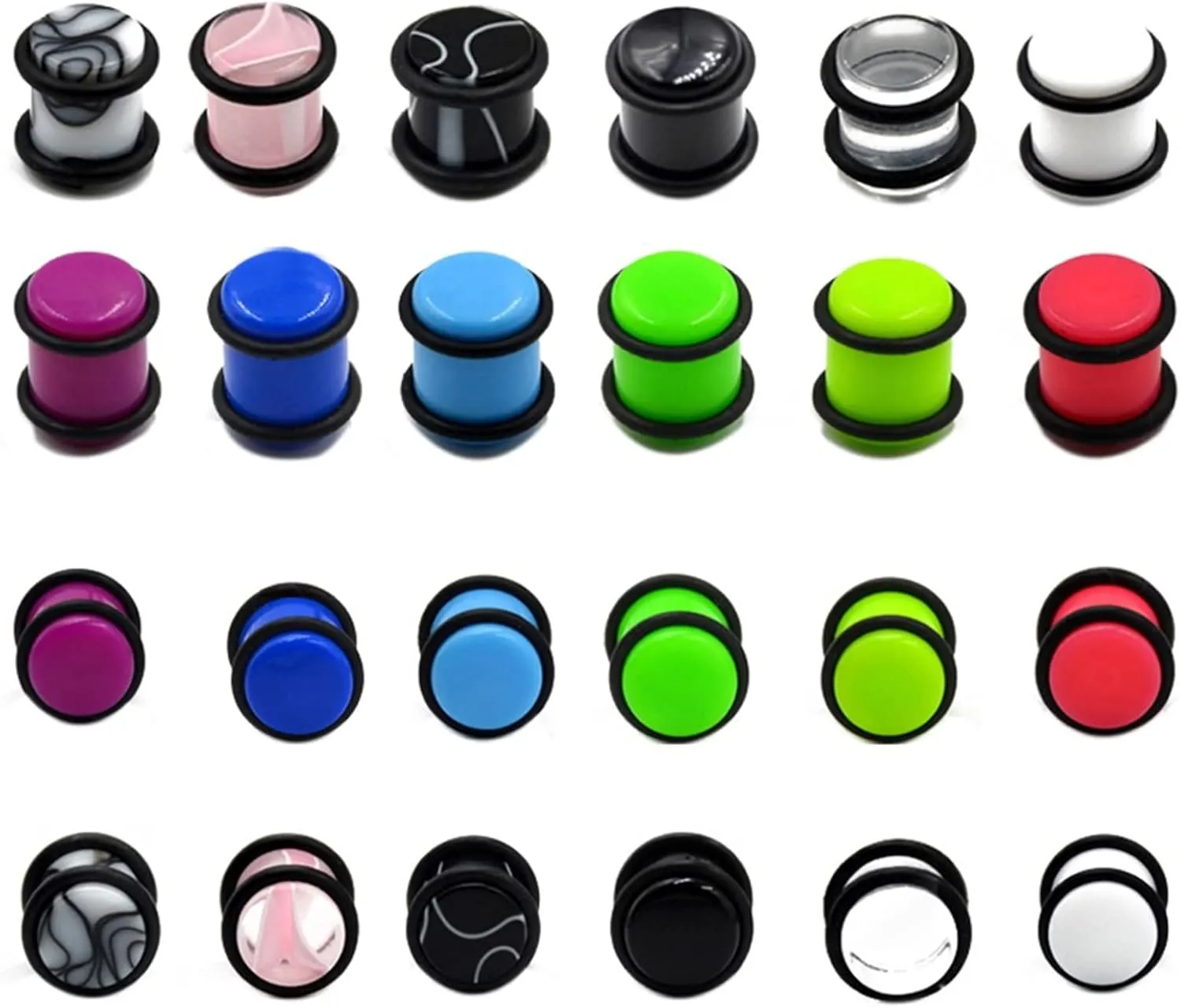 Epinki Tunnel Gauges for Women, 2PCS Acrylic Men Ear Gauges Purple Solid Cylinder with String
