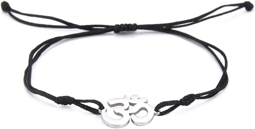 EUEAVAN OM OHM AUM Sanskrit Symbols Spiritual Bracelet luck Couple Charm Jade Thread Bangle Yoga Amulet Anklets Jewelry Accessories