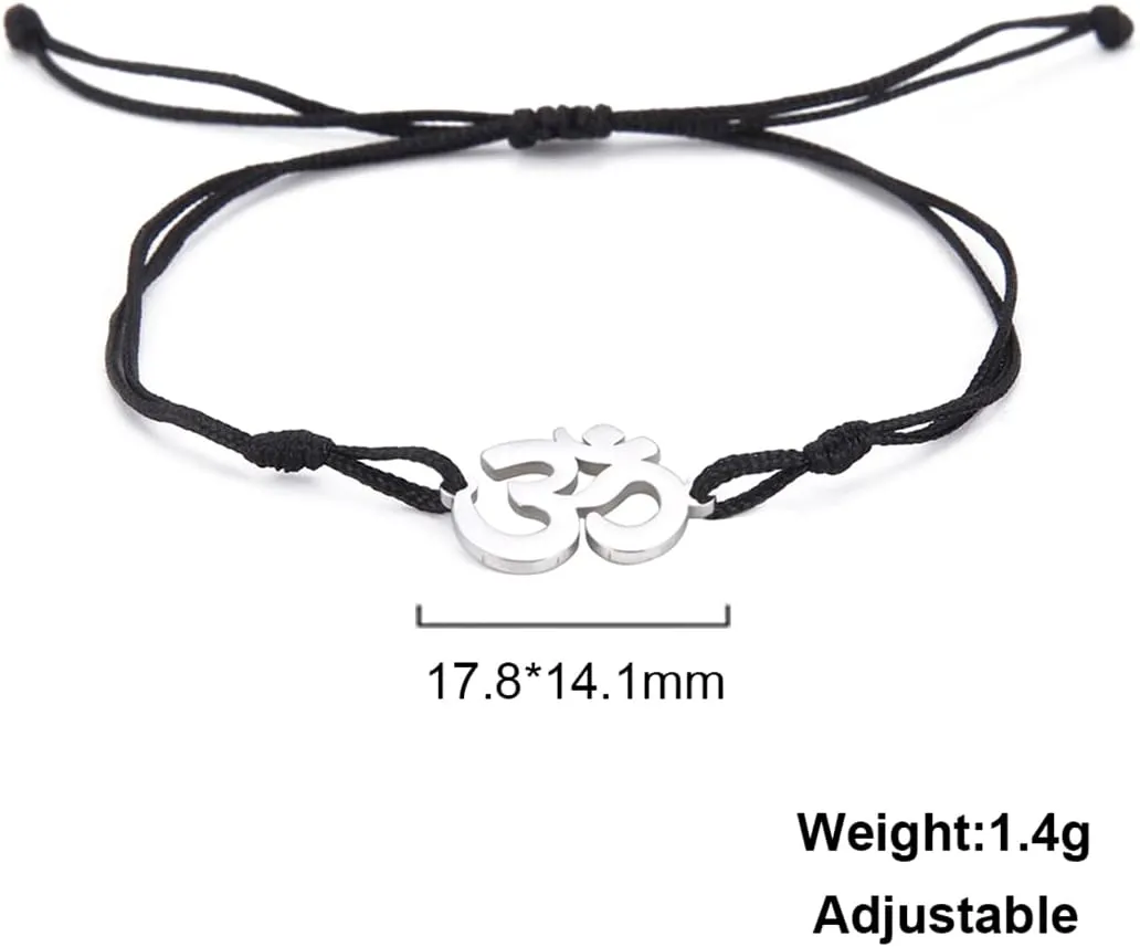 EUEAVAN OM OHM AUM Sanskrit Symbols Spiritual Bracelet luck Couple Charm Jade Thread Bangle Yoga Amulet Anklets Jewelry Accessories