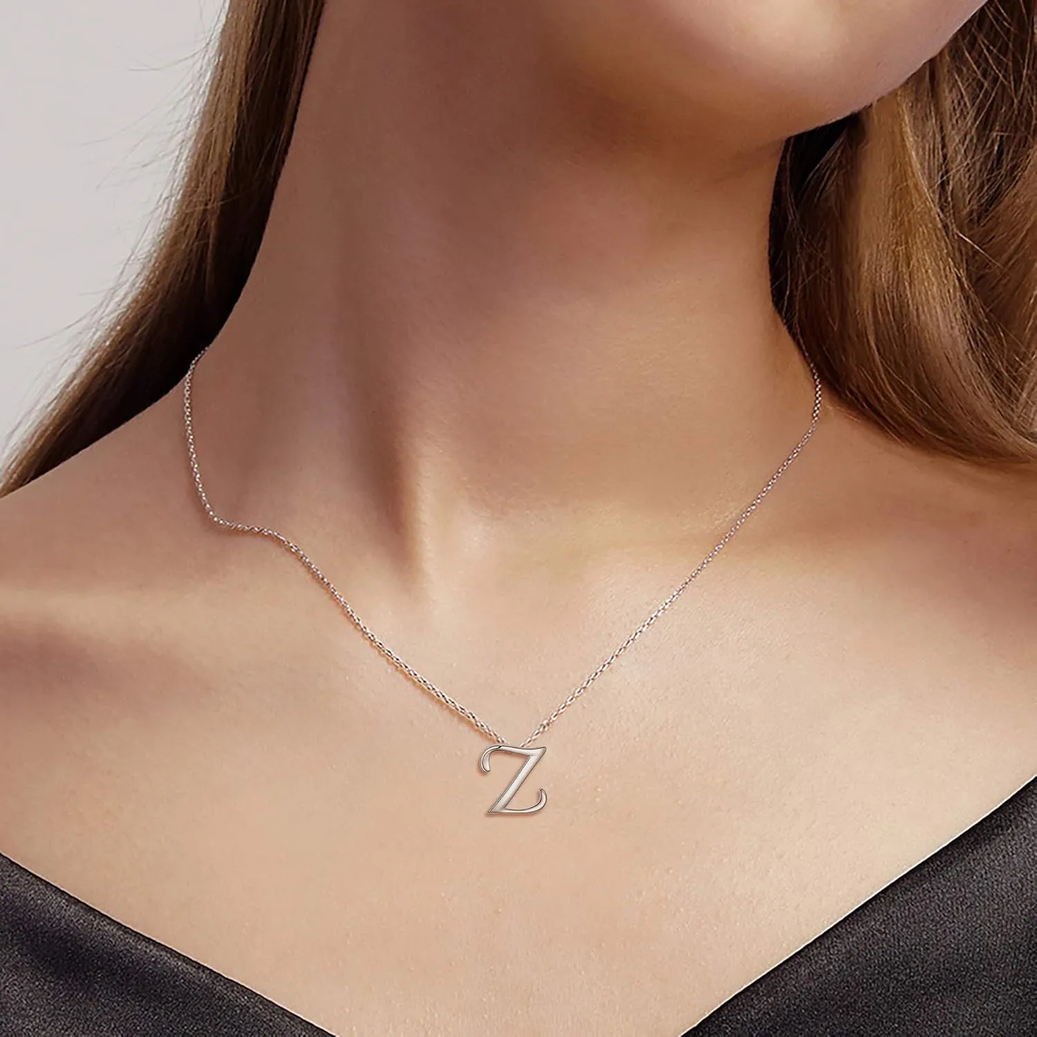 EVER FAITH Initial Necklace 925 Sterling Silver 26 Letters Alphabet Pendant Necklaces Personalized Charm Jewelry Gift for Women