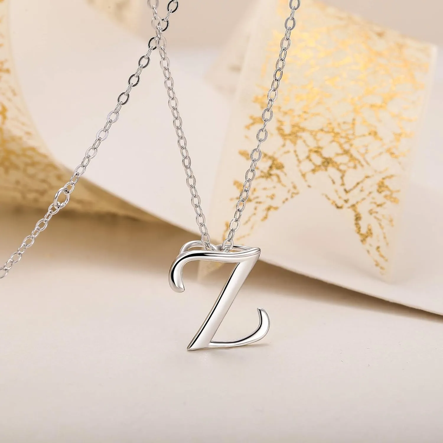 EVER FAITH Initial Necklace 925 Sterling Silver 26 Letters Alphabet Pendant Necklaces Personalized Charm Jewelry Gift for Women