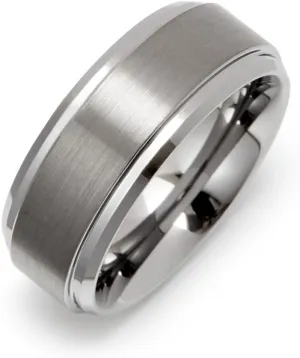 EVE'S ADDICTION Engravable 8mm Tungsten Ring with Raised Center, ring sizes 9 to 13 - Gifts for Dad