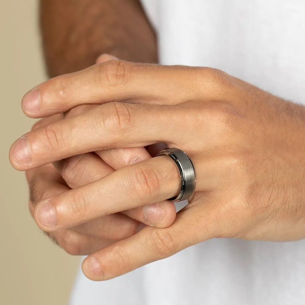 EVE'S ADDICTION Engravable 8mm Tungsten Ring with Raised Center, ring sizes 9 to 13 - Gifts for Dad
