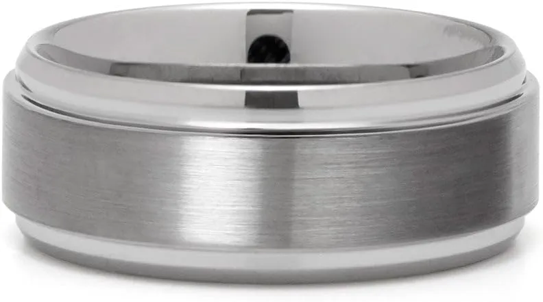 EVE'S ADDICTION Engravable 8mm Tungsten Ring with Raised Center, ring sizes 9 to 13 - Gifts for Dad