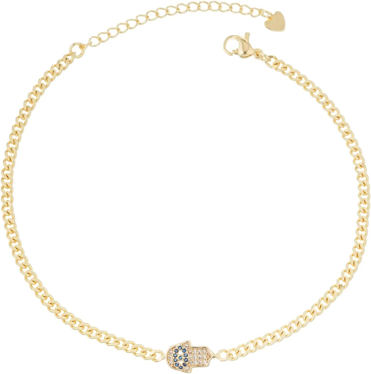 Evil Eye Anklet Dainty 14K White Gold Plated Ankle Bracelets for Women Zircon Inlay Chain Anklets Waterproof Non Tarnish