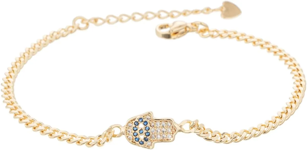 Evil Eye Anklet Dainty 14K White Gold Plated Ankle Bracelets for Women Zircon Inlay Chain Anklets Waterproof Non Tarnish