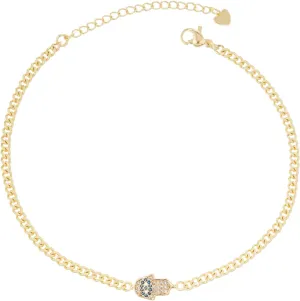 Evil Eye Anklet Dainty 14K White Gold Plated Ankle Bracelets for Women Zircon Inlay Chain Anklets Waterproof Non Tarnish