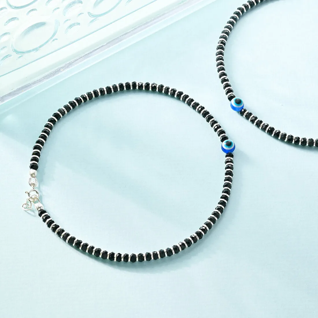 Evil Eye Beads 925 Sterling Silver Anklets