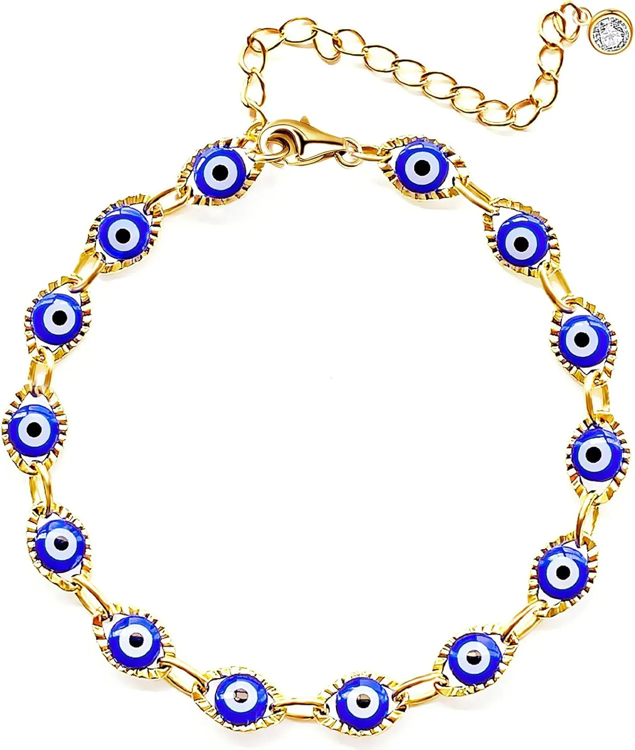 Evil Eye Bracelet for Women Blue Eye Anklet Link Chain Bracelets 14K Gold Adjustable Charm Jewelry Gift for Women