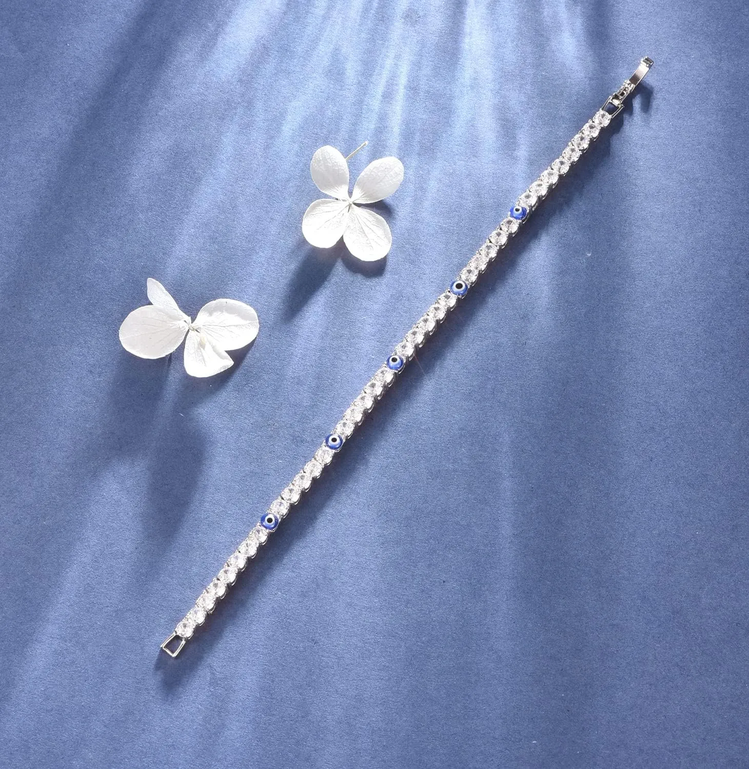 Evil Eye Bracelets for Women 18K Gold and Silver Filled with 4MM Cubic Zirconia Tennis Bracelet Evil Eye Jewelry