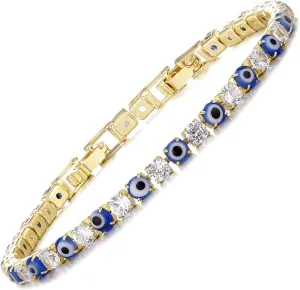 Evil Eye Bracelets for Women 18K Gold and Silver Filled with 4MM Cubic Zirconia Tennis Bracelet Evil Eye Jewelry