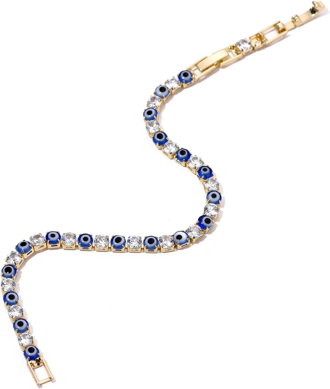 Evil Eye Bracelets for Women 18K Gold and Silver Filled with 4MM Cubic Zirconia Tennis Bracelet Evil Eye Jewelry