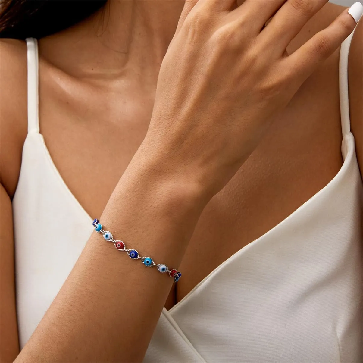 Evil Eye Bracelets for Women,Lucky Blue Eye Bracelet,14K Gold Plated Evil Eye Chain Bracelet for Women,Evil Eye Jewelry