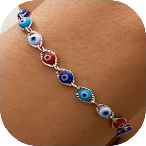 Evil Eye Bracelets for Women,Lucky Blue Eye Bracelet,14K Gold Plated Evil Eye Chain Bracelet for Women,Evil Eye Jewelry