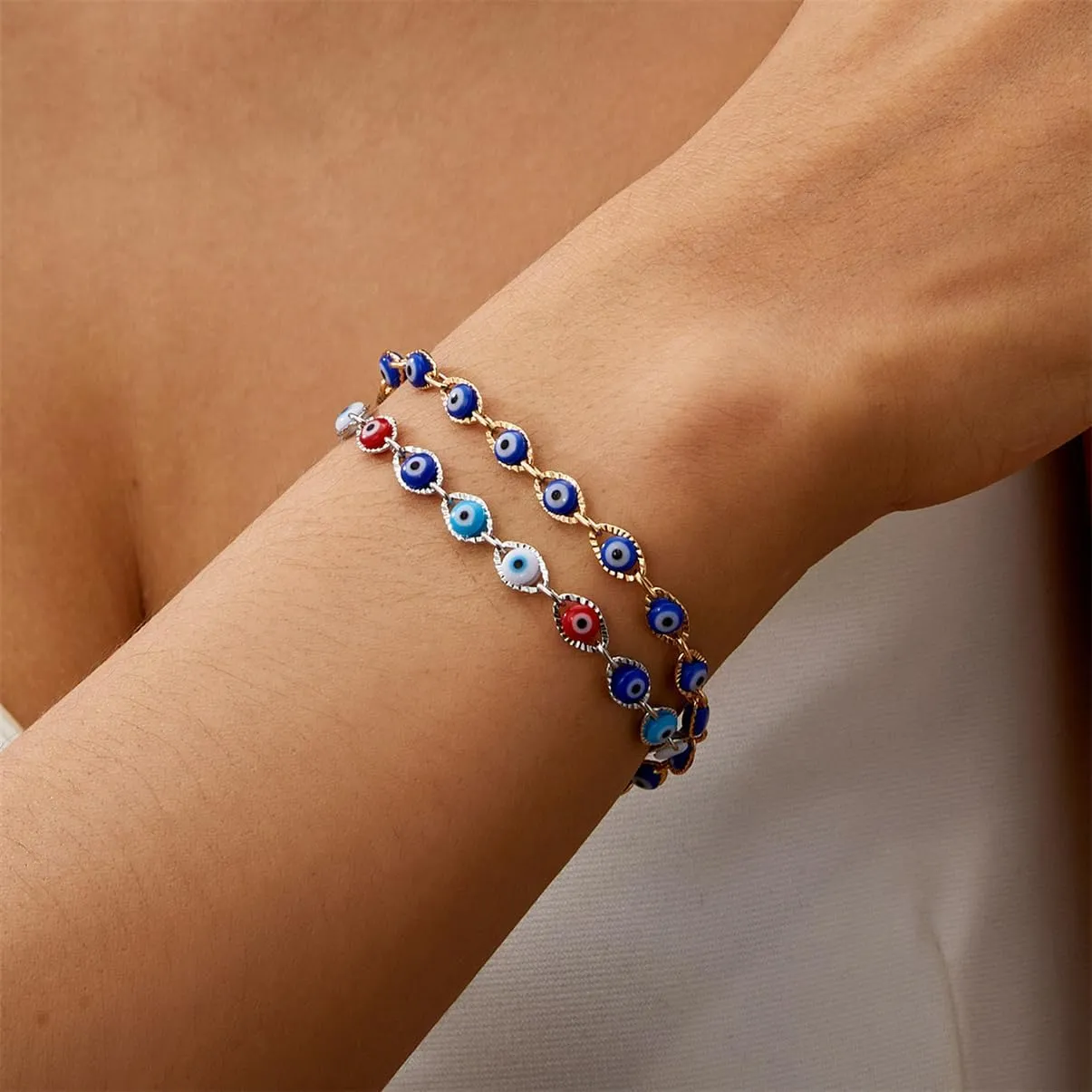 Evil Eye Bracelets for Women,Lucky Blue Eye Bracelet,14K Gold Plated Evil Eye Chain Bracelet for Women,Evil Eye Jewelry