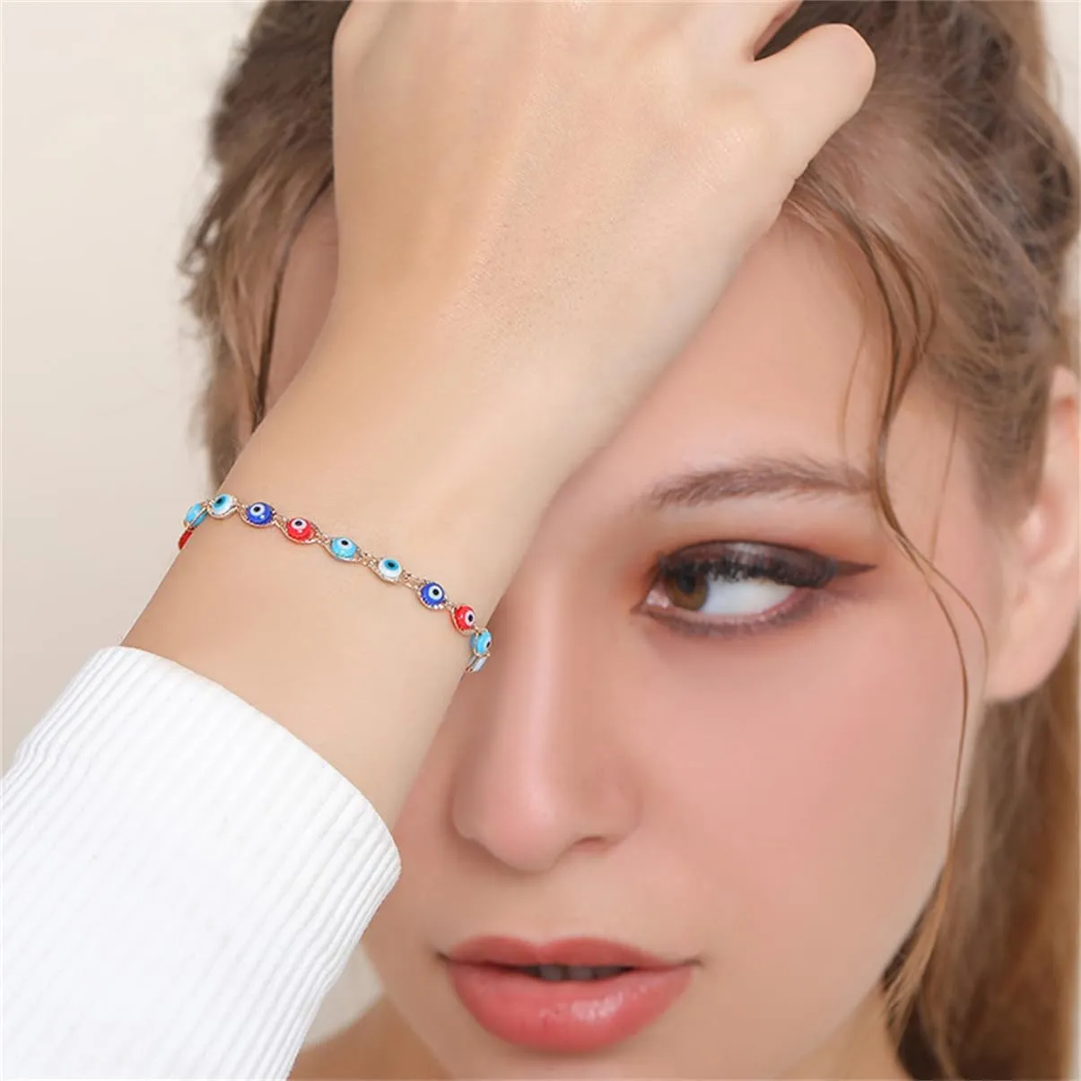 Evil Eye Bracelets for Women,Lucky Blue Eye Bracelet,14K Gold Plated Evil Eye Chain Bracelet for Women,Evil Eye Jewelry