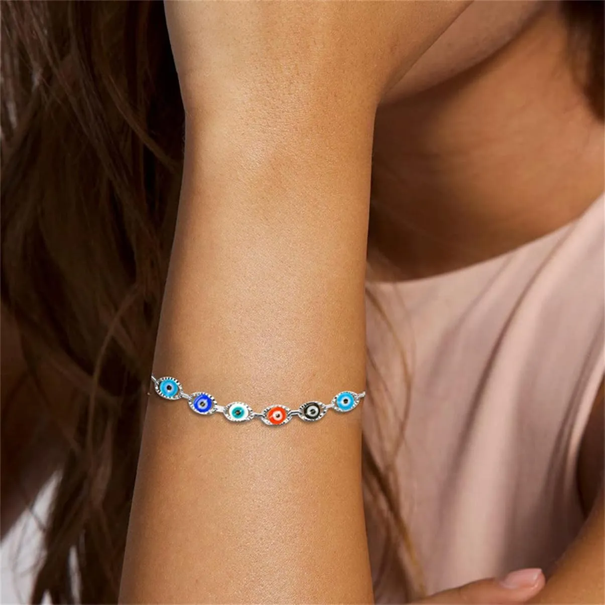 Evil Eye Bracelets for Women,Lucky Blue Eye Bracelet,14K Gold Plated Evil Eye Chain Bracelet for Women,Evil Eye Jewelry