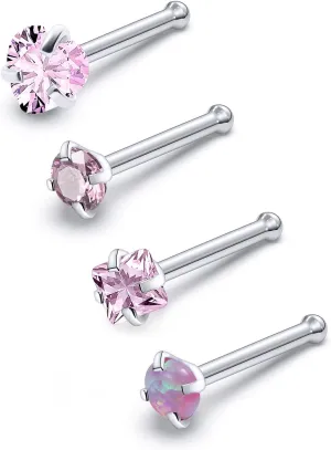 F136 Titanium Nose Rings Studs 20G Straight Nose Stud L Shaped Nose Studs Nose Screw Studs Diamond Nose Stud Heart Nose Stud Corkscrew Nose Studs Opal Nose Stud Square Diamond Nose Stud