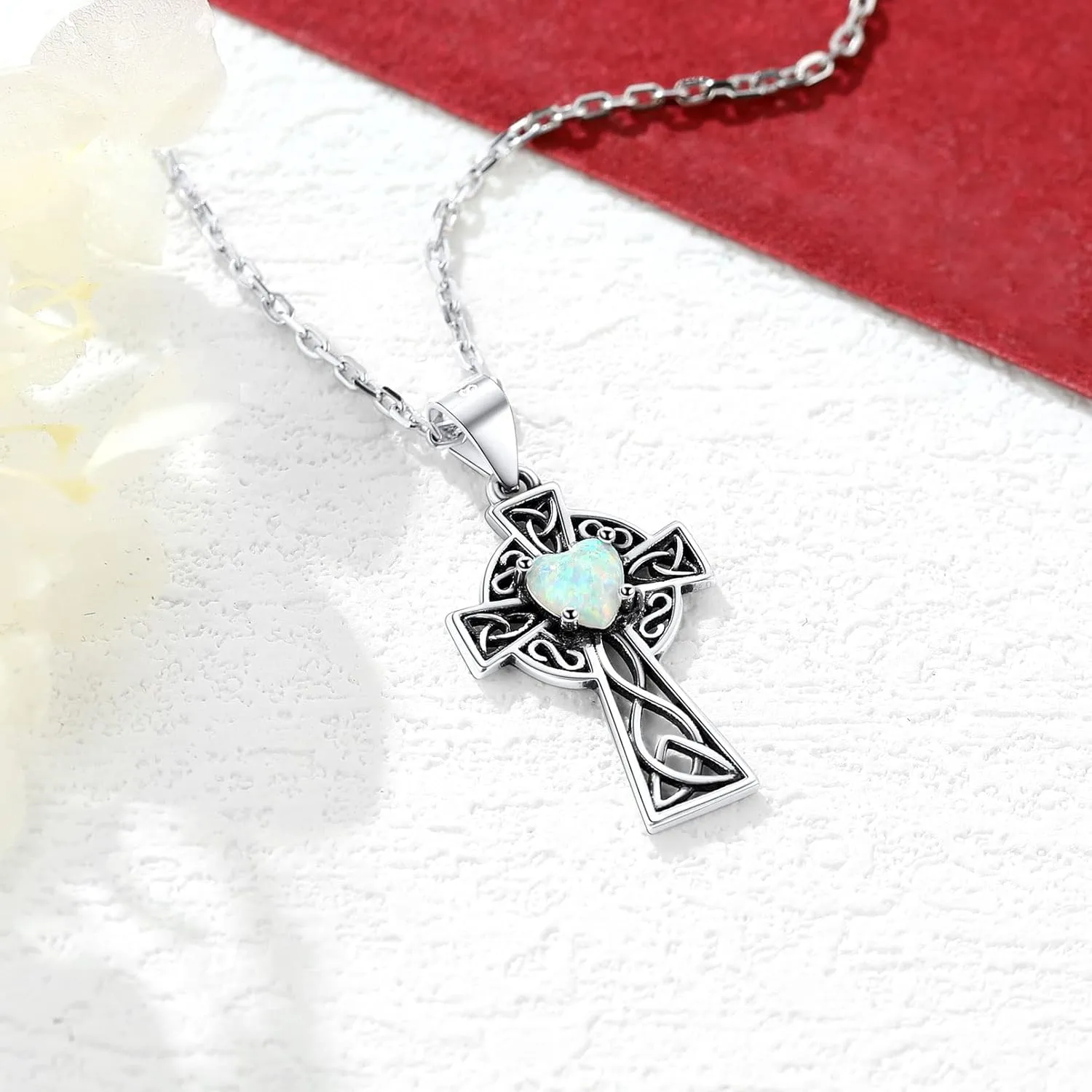FaithHeart Celtic Knot Pendant Necklace Sterling Silver Irish Jewelry for Women Men Heart/Triangle Vintage/Cross Pendant Necklaces with 20 in Rolo Chain