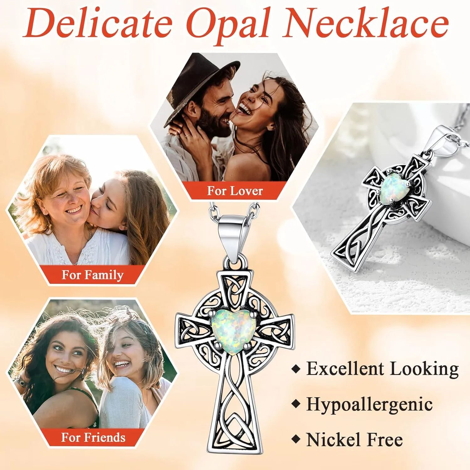 FaithHeart Celtic Knot Pendant Necklace Sterling Silver Irish Jewelry for Women Men Heart/Triangle Vintage/Cross Pendant Necklaces with 20 in Rolo Chain