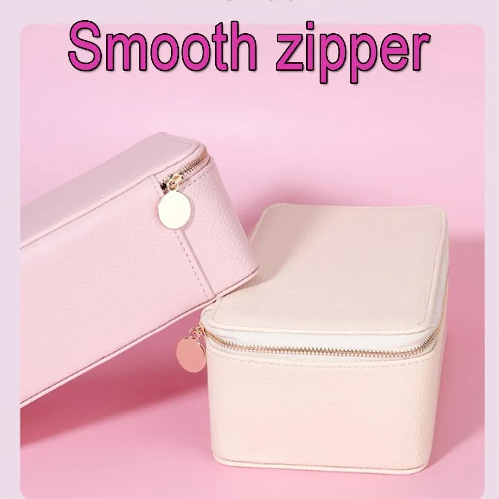 Familiarn Jewelry Case,Travel Jewelry Box with Small Pouches,Portable PU Leather with 6/8/12 Small Pouches,for Women Girl Necklace Rings Earrings Bags Mothers Day Gifts (8PCS Pouches-Blue)