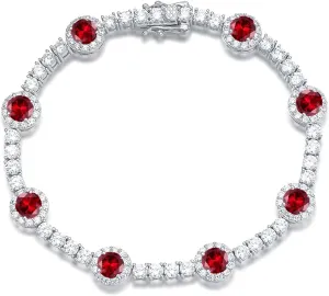 FANCIME Gemstone Bracelet Sterling Silver Birthstone Tennis Bracelets Fine Jewelry Birthday Mothers Day Jewelry Gifts for Women Mom, Length 7"