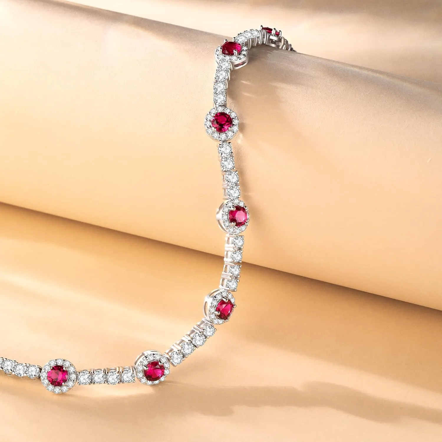 FANCIME Gemstone Bracelet Sterling Silver Birthstone Tennis Bracelets Fine Jewelry Birthday Mothers Day Jewelry Gifts for Women Mom, Length 7"