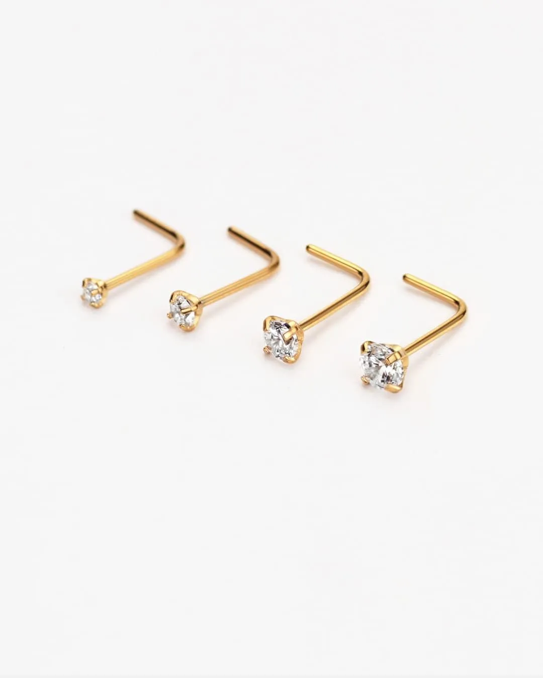FANSING 4 Pieces Different Sizes 316L Surgical Steel Nose Studs L Shaped