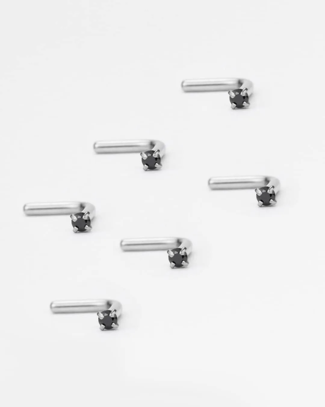 FANSING Nose Studs for Women Men L Shaped Nose Rings Surgical Steel Nostril Piercing Jewelry with Cubic Zirconia End
