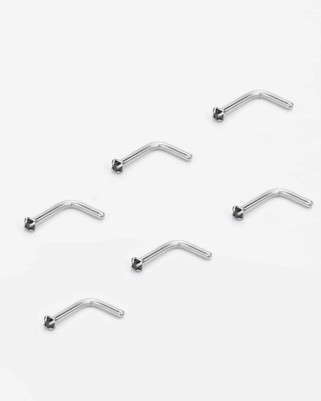 FANSING Nose Studs for Women Men L Shaped Nose Rings Surgical Steel Nostril Piercing Jewelry with Cubic Zirconia End
