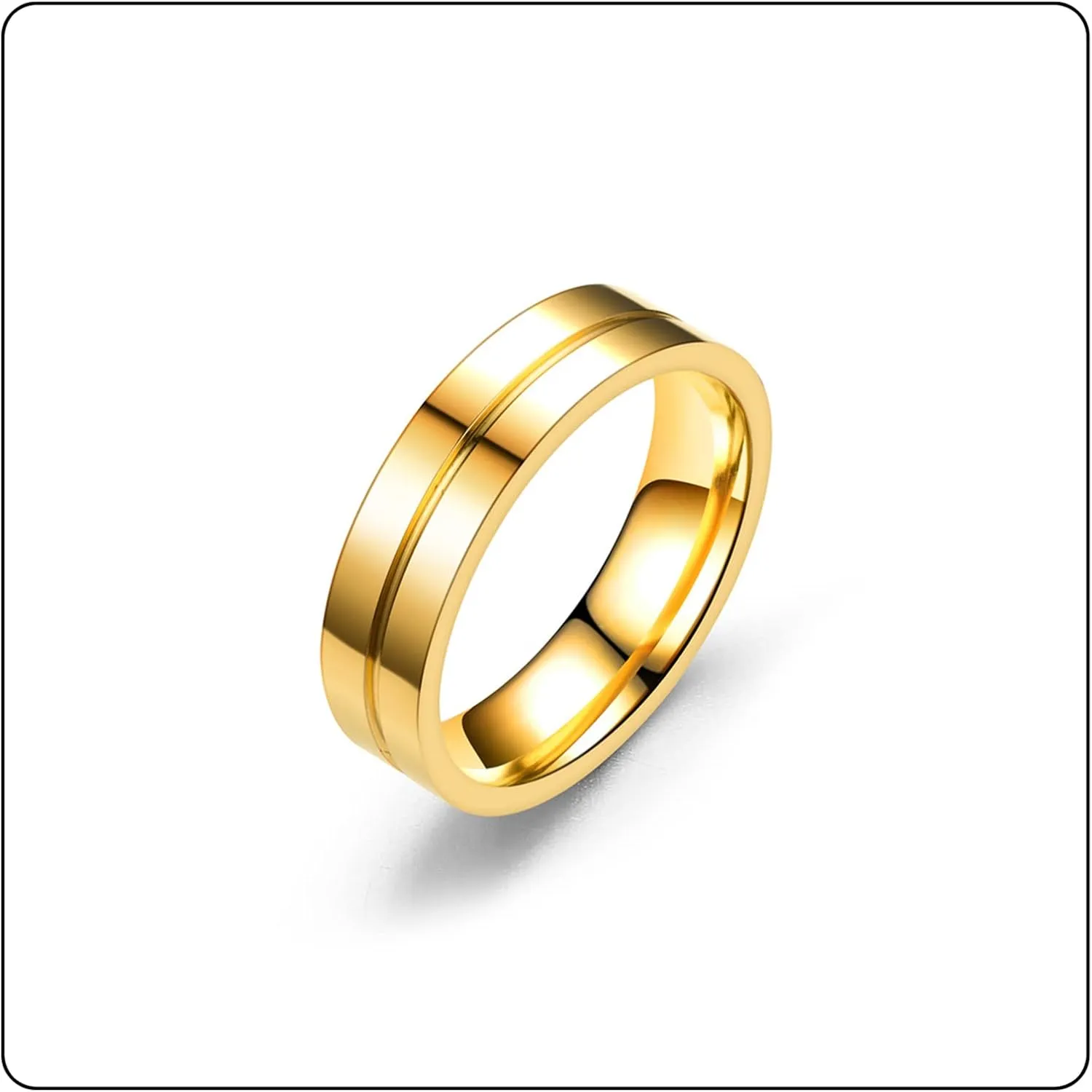 Fashion 18K Gold Stainless Steel Crystal Band Rings