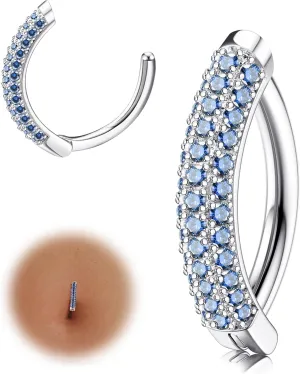 FIASASO Clicker Belly Button Ring for Women Hypoallergenic 14G Surgical Steel Belly Rings Simple Hoop Belly Button Piercing Reverse Navel Ring Piercing Jewelry