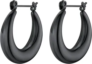 FindChic Chunky Hoop Earrings Stainless Steel/Gold Plated/Black Small Heart Hoop Earrings for Women Girlfriend, with Gift Box