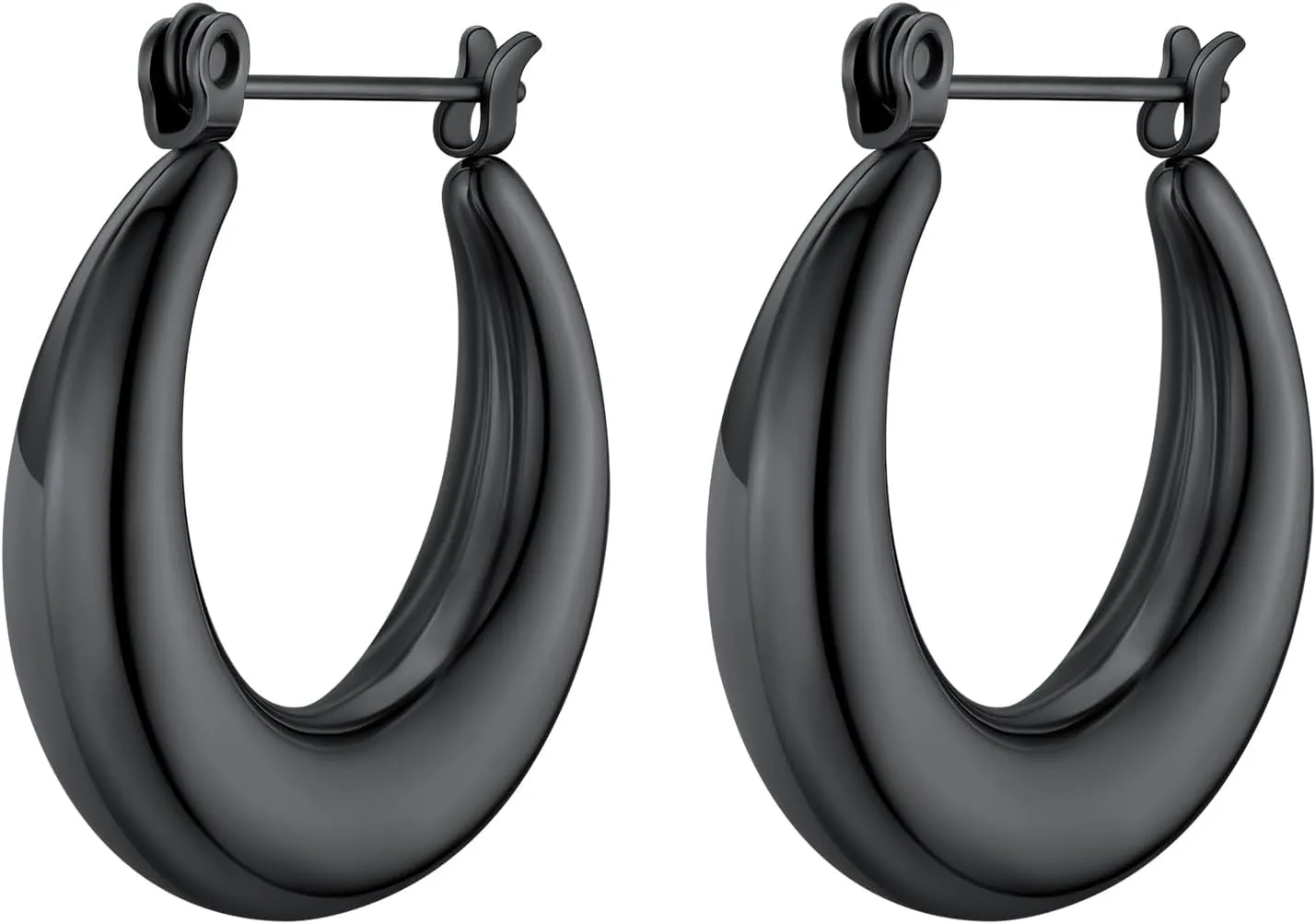 FindChic Chunky Hoop Earrings Stainless Steel/Gold Plated/Black Small Heart Hoop Earrings for Women Girlfriend, with Gift Box