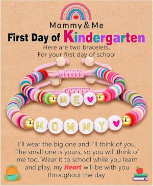 First Day of Kindergarten Bracelet Gift for Mom and Daughter Mommy and Me Back to School Bracelet